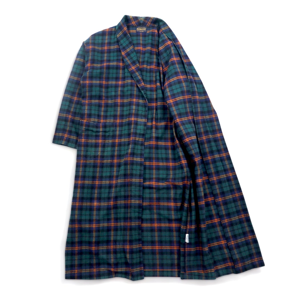PENDLETON タータンチェック ガウンコート ローブ S ネイビー ブラックウォッチ ベルト付き 8475-3348