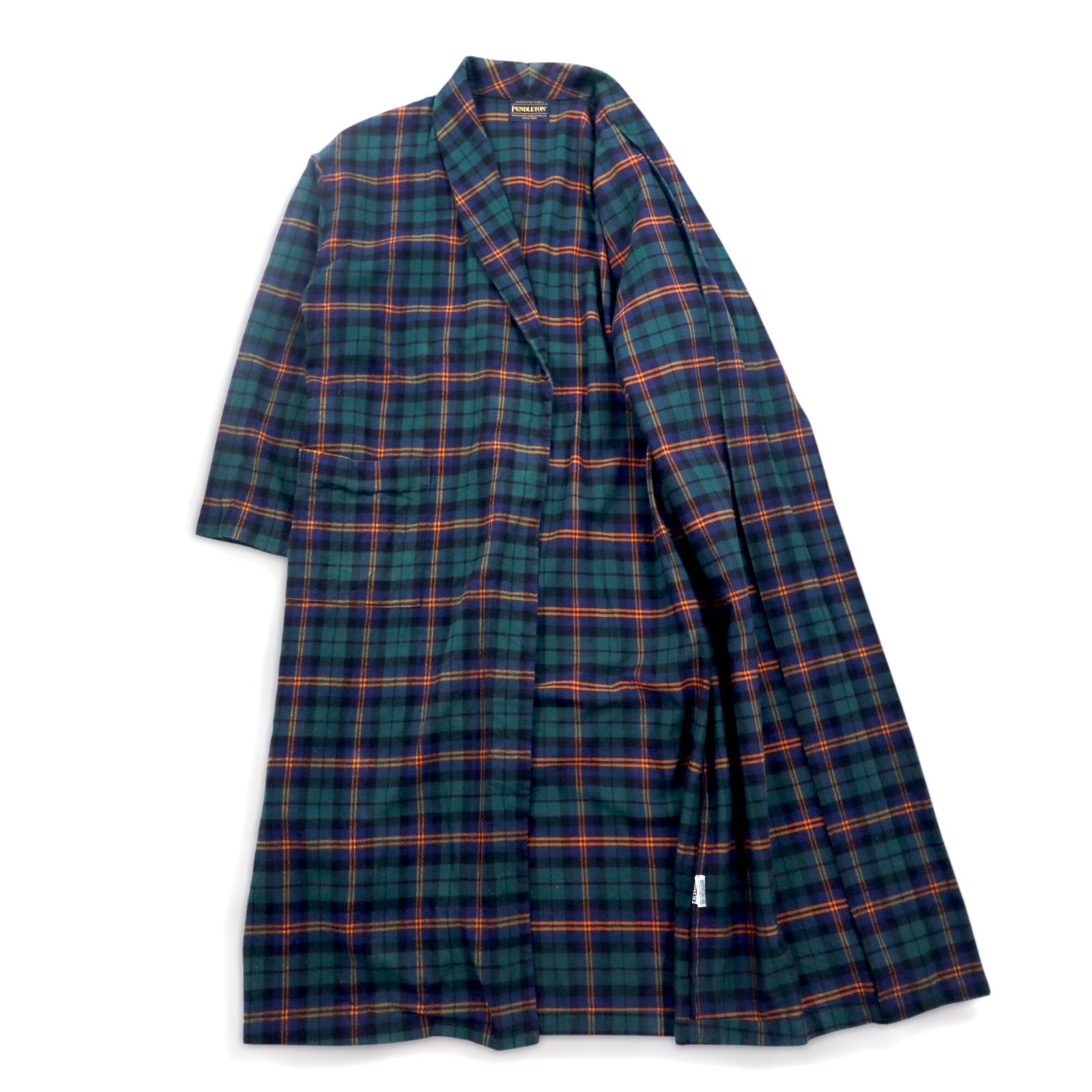 PENDLETON タータンチェック ガウンコート ローブ S ネイビー ブラックウォッチ ベルト付き 8475-3348