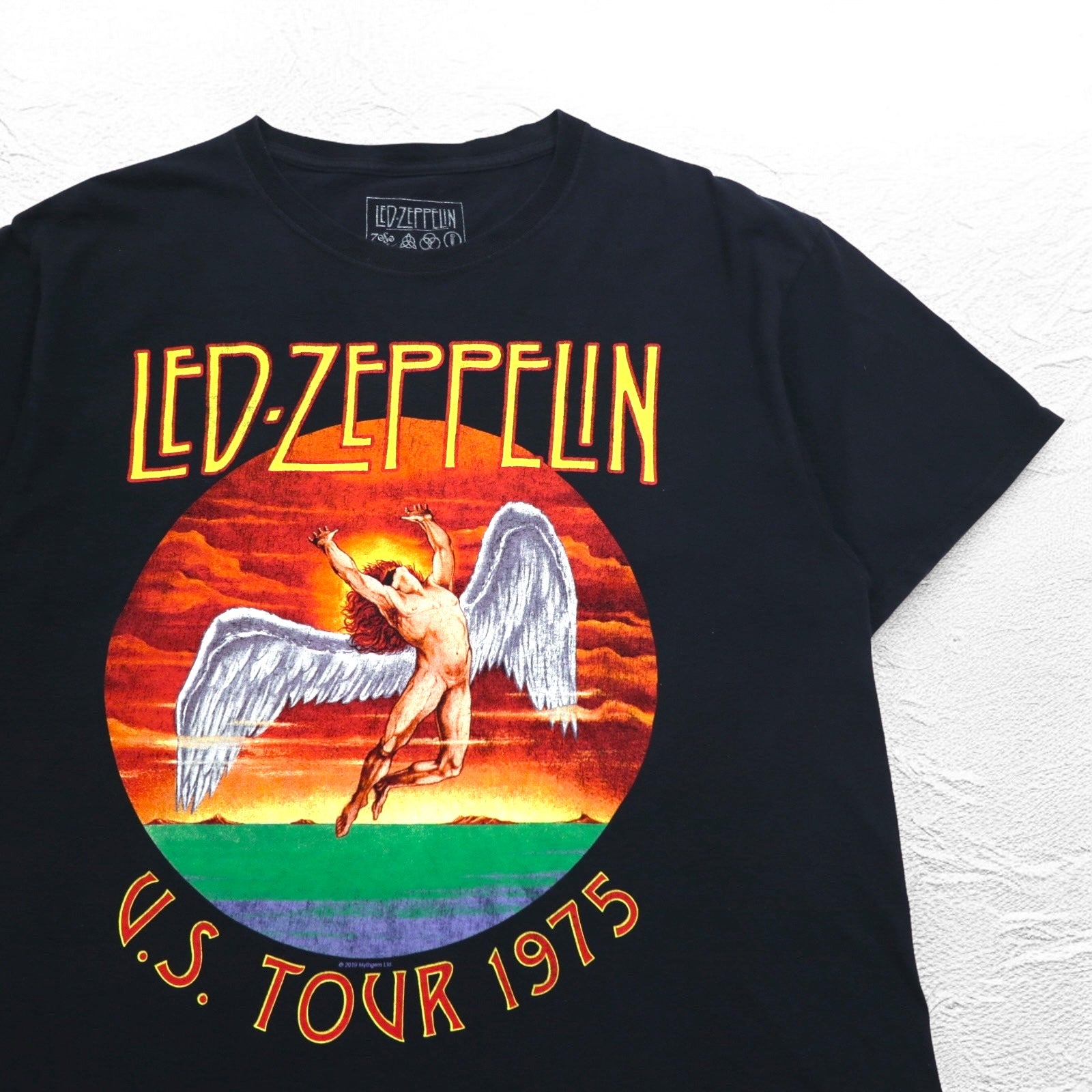 LED ZEPPELIN Red Zeppelin - Maglietta T-shirt Rock Ufficiale Tour Band Manica Corta L Nero Cotone U.S. TOUR 1975