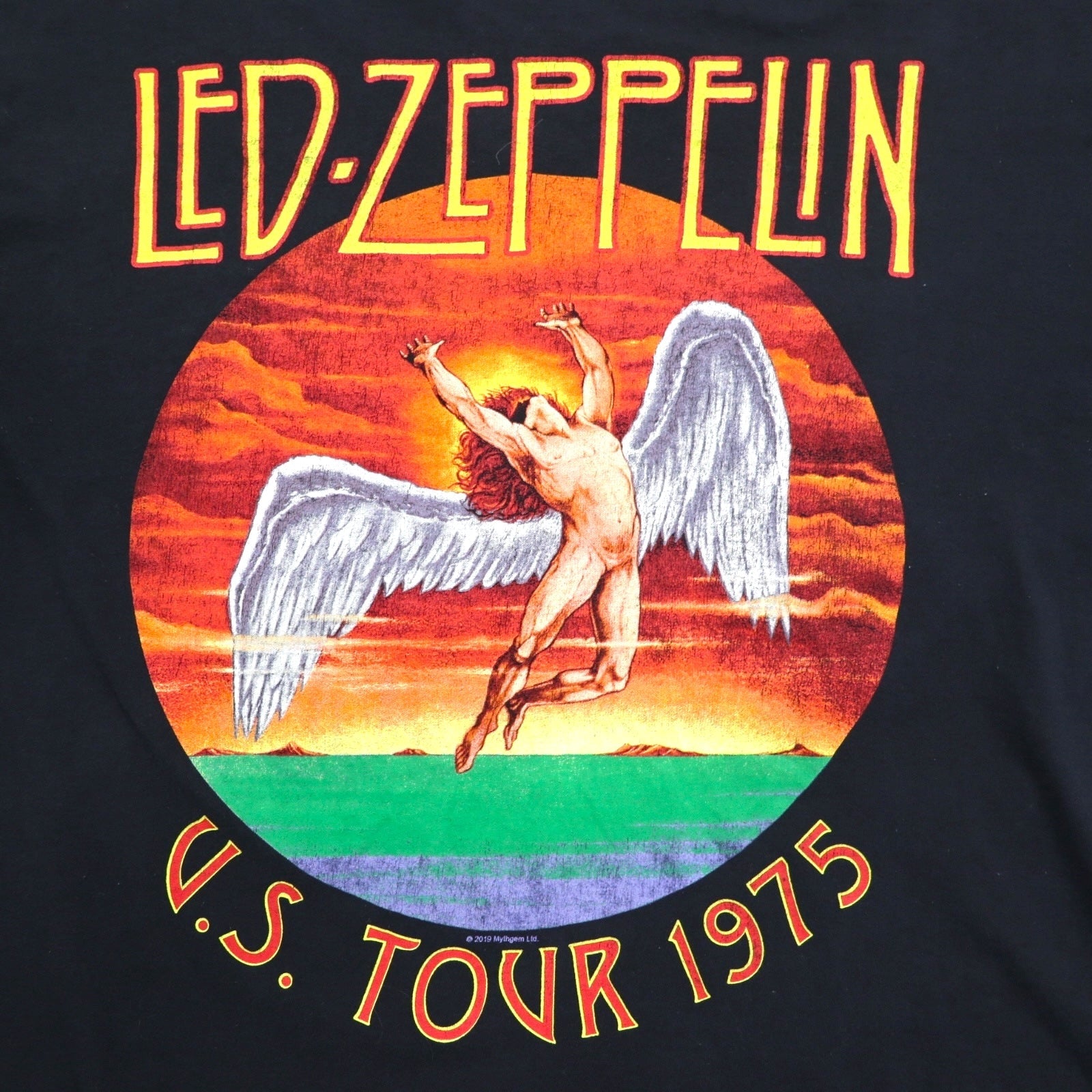 LED ZEPPELIN Red Zeppelin - Maglietta T-shirt Rock Ufficiale Tour Band Manica Corta L Nero Cotone U.S. TOUR 1975