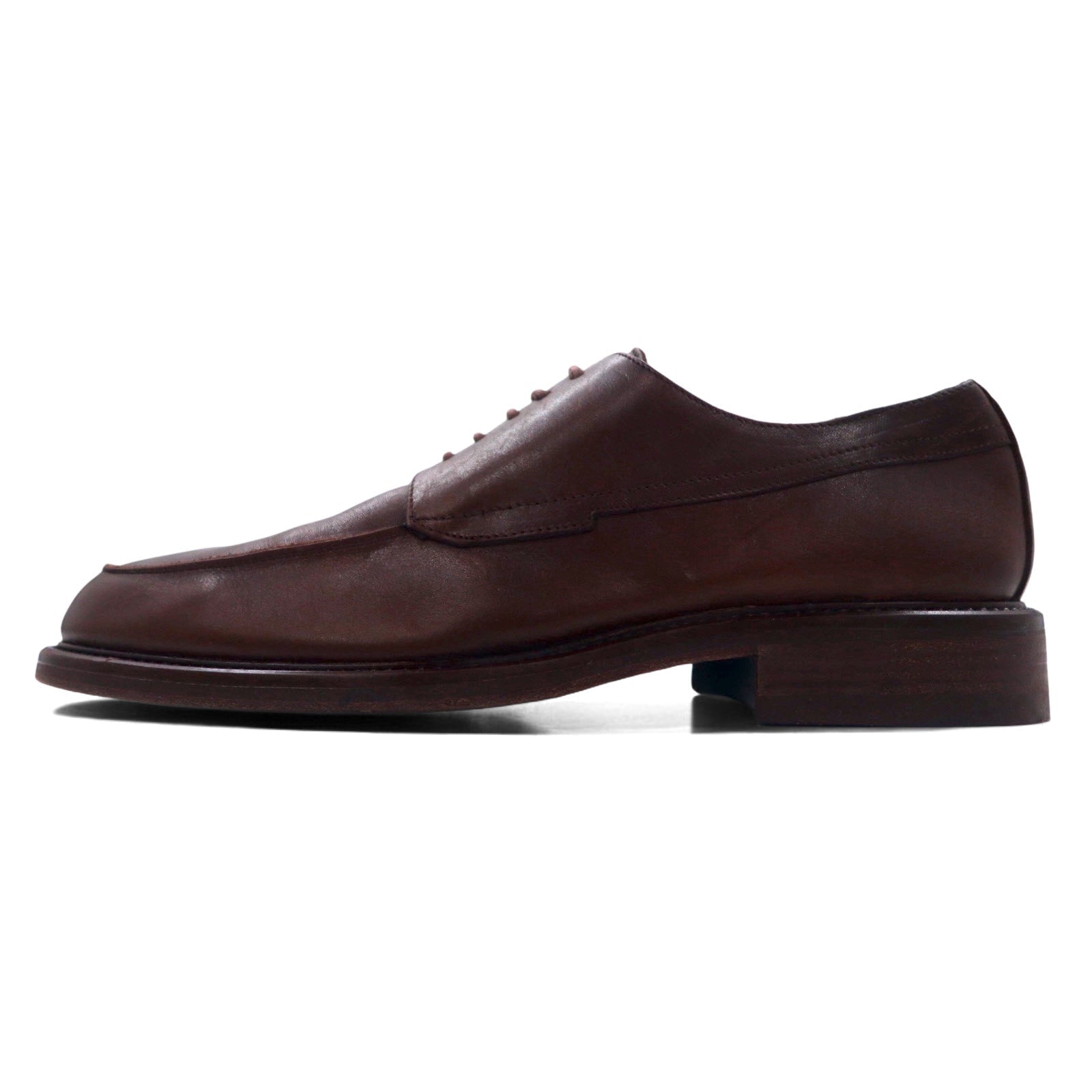 L.Lambetazzi Scarpe Derby U-Tip da uomo in pelle marrone, 27 cm, Made in Italy
