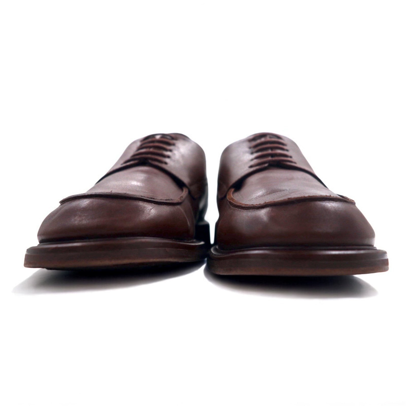 L.Lambetazzi Scarpe Derby U-Tip da uomo in pelle marrone, 27 cm, Made in Italy