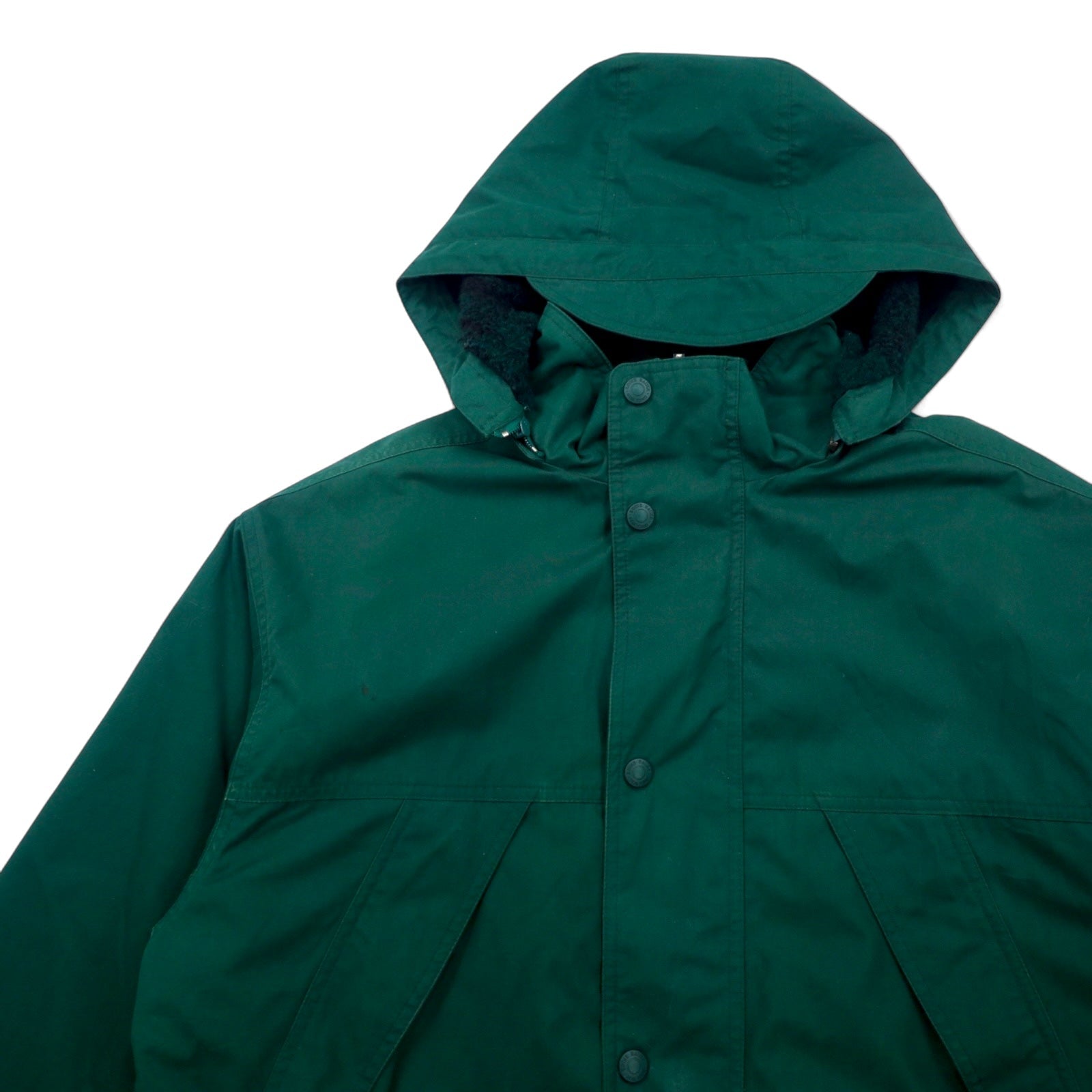 Eddie Bauer Anni '90 65/35 Croce Mountain Parka L Verde Poliestere Cotone Fodera in pile Coulisse Doppia cerniera