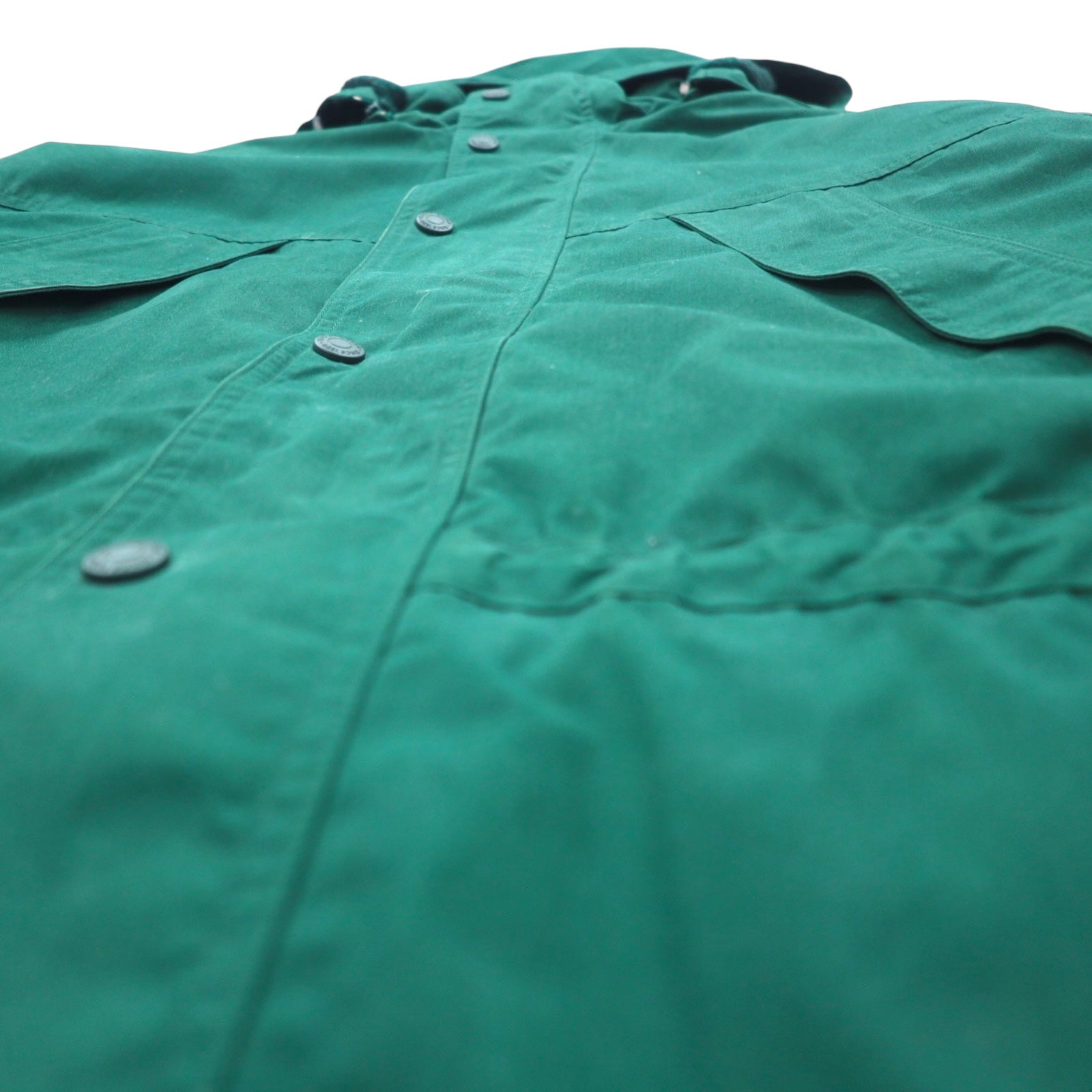 Eddie Bauer Anni '90 65/35 Croce Mountain Parka L Verde Poliestere Cotone Fodera in pile Coulisse Doppia cerniera