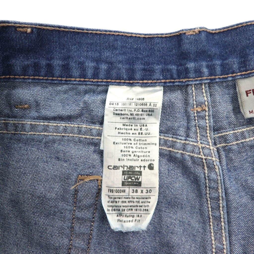 carhartt USA製 FR Flame Resistant 難燃 デニムパンツ L インディゴ ブルー UFCW FRB100DNM