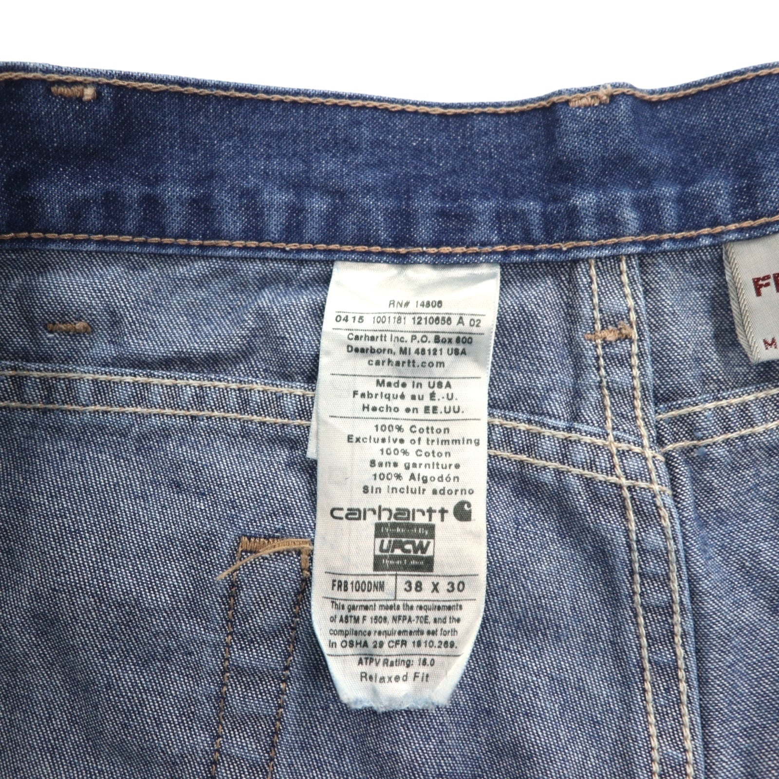 carhartt Made in USA FR Flame Resistant Jeans L Indigo Blue UFCW FRB100DNM