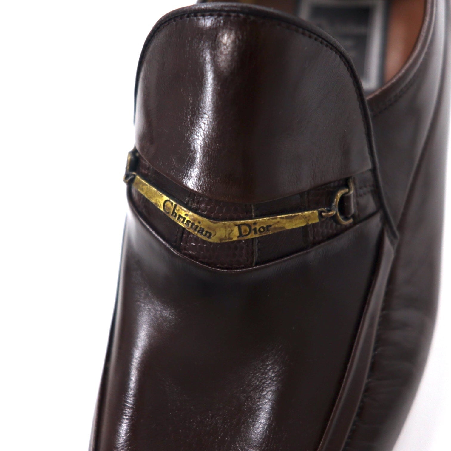 Christian Dior MONSIEUR Mocassini con morsetto vintage 25cm Marroni Pelle Lavorazione Blake Made in Japan Nuovo