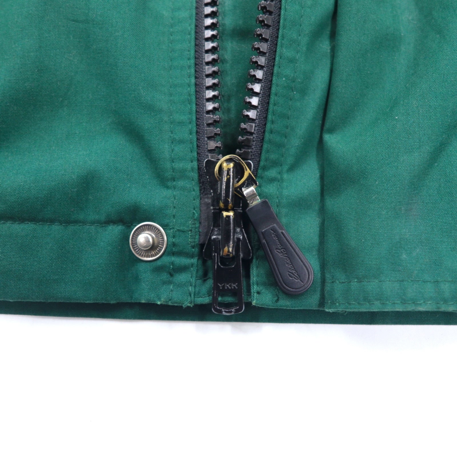 Eddie Bauer Anni '90 65/35 Croce Mountain Parka L Verde Poliestere Cotone Fodera in pile Coulisse Doppia cerniera