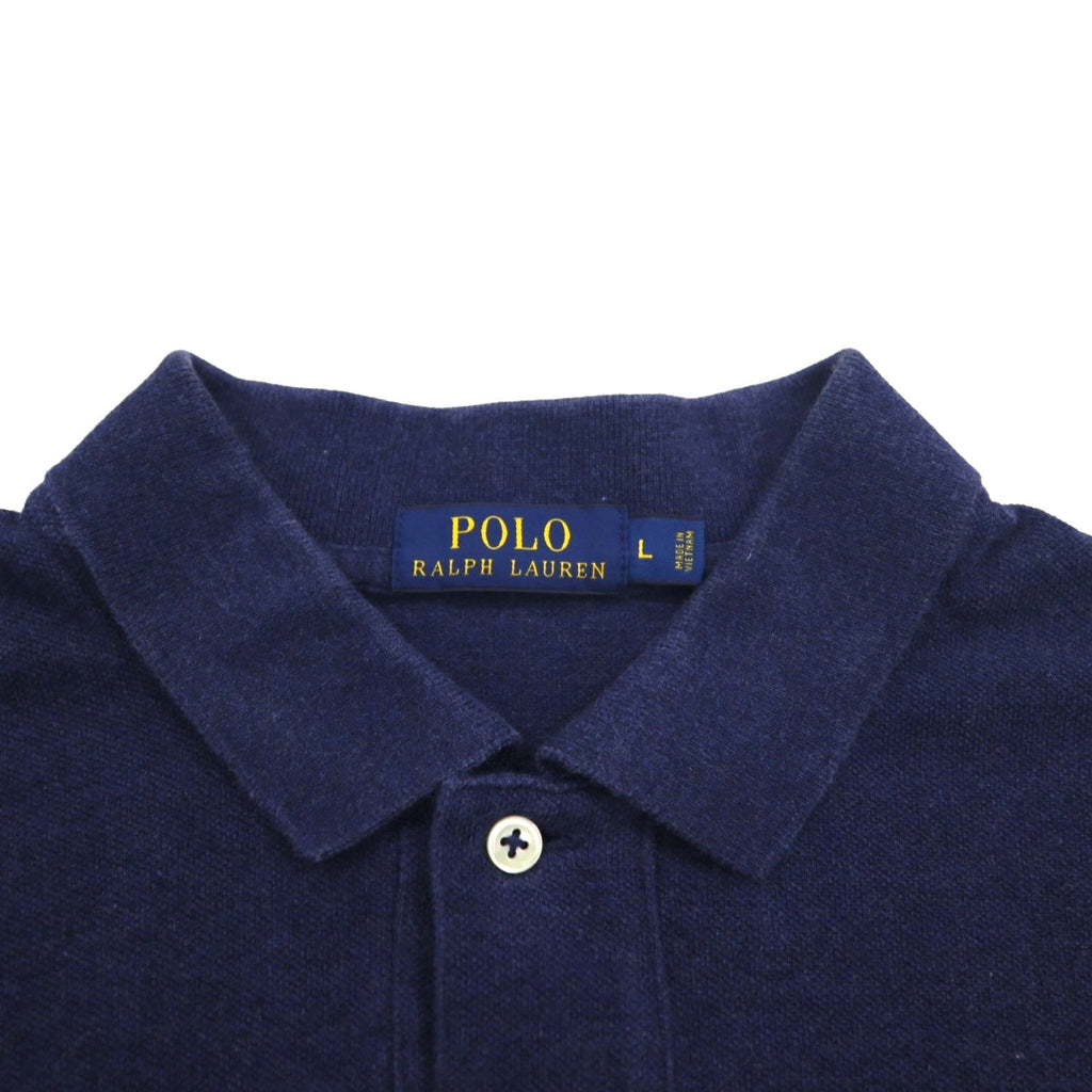 POLO RALPH LAUREN ポロシャツ L ネイビー コットン 鹿の子 スモールポニー刺繍