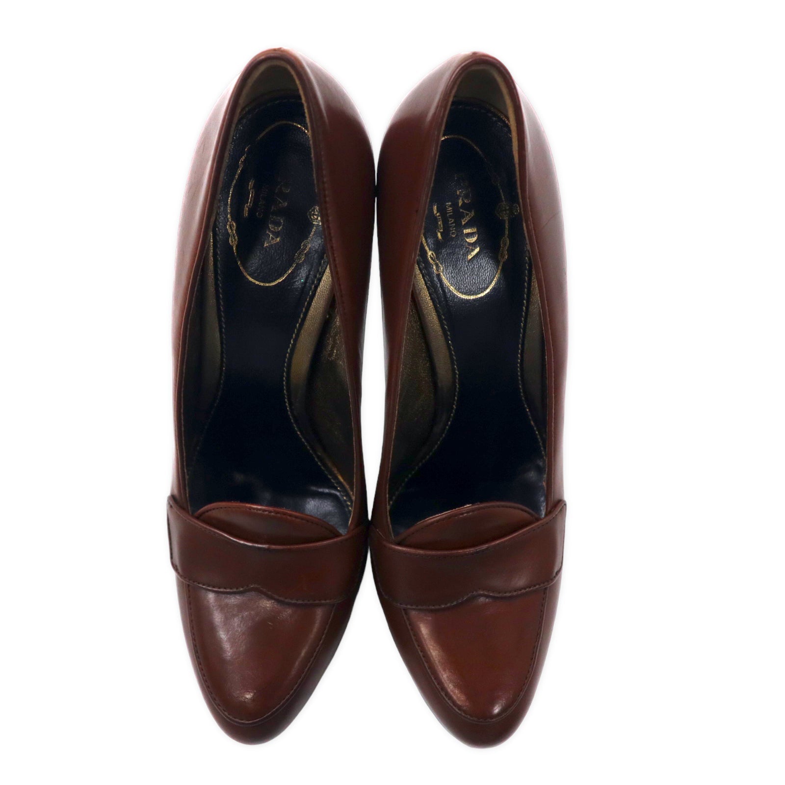 PRADA Décolleté con tacco alto 23.5cm Marrone Pelle Made in Italy