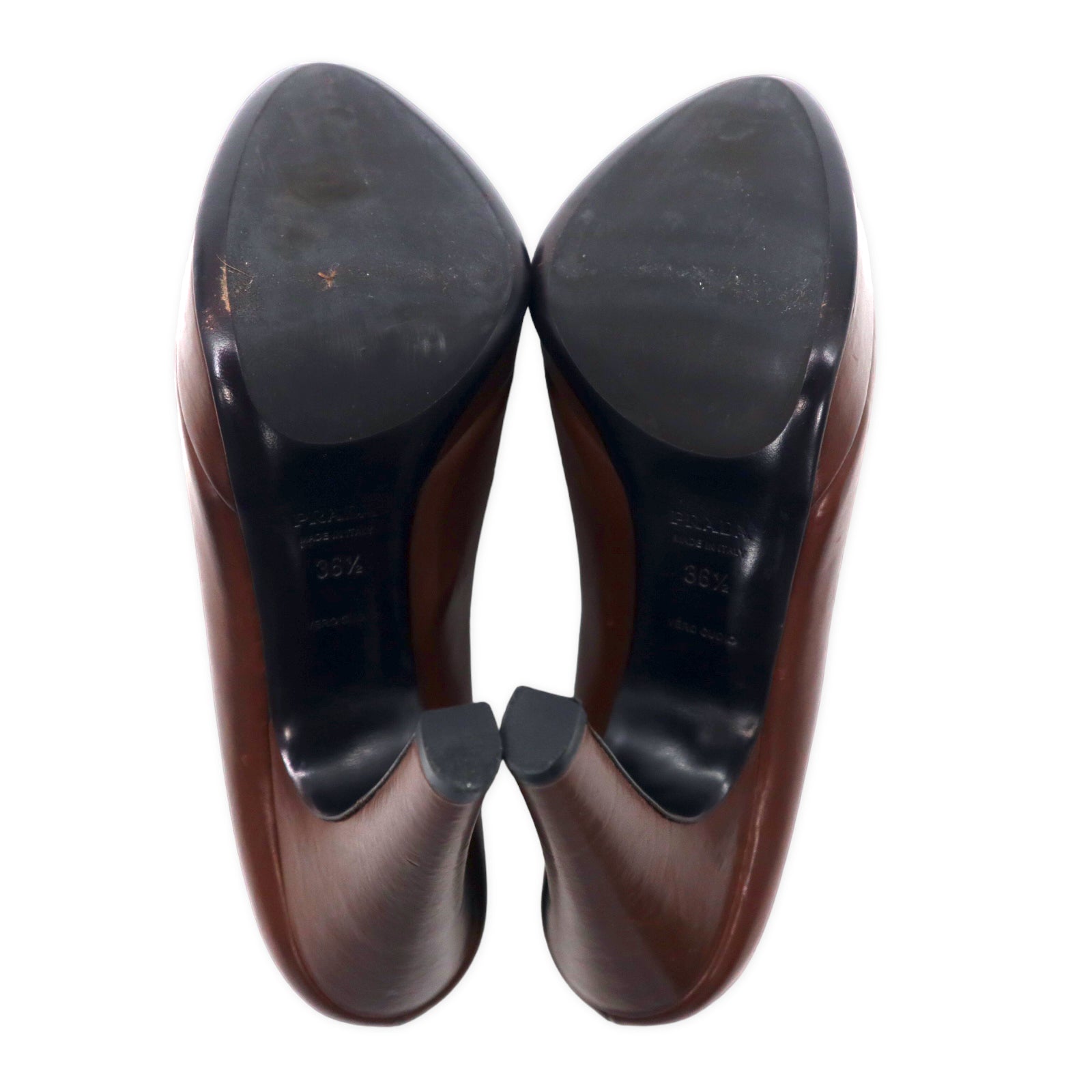 PRADA Décolleté con tacco alto 23.5cm Marrone Pelle Made in Italy