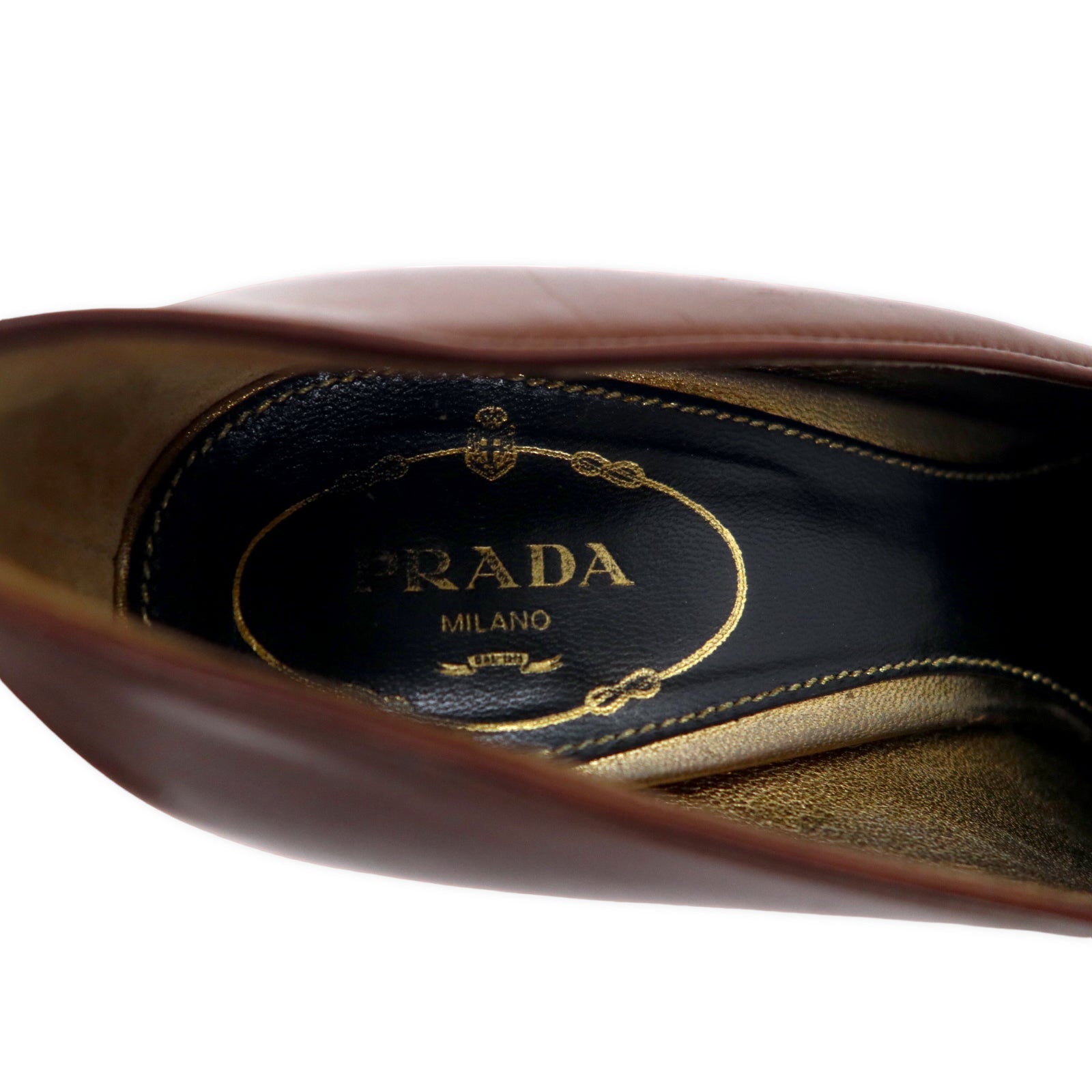 PRADA Décolleté con tacco alto 23.5cm Marrone Pelle Made in Italy