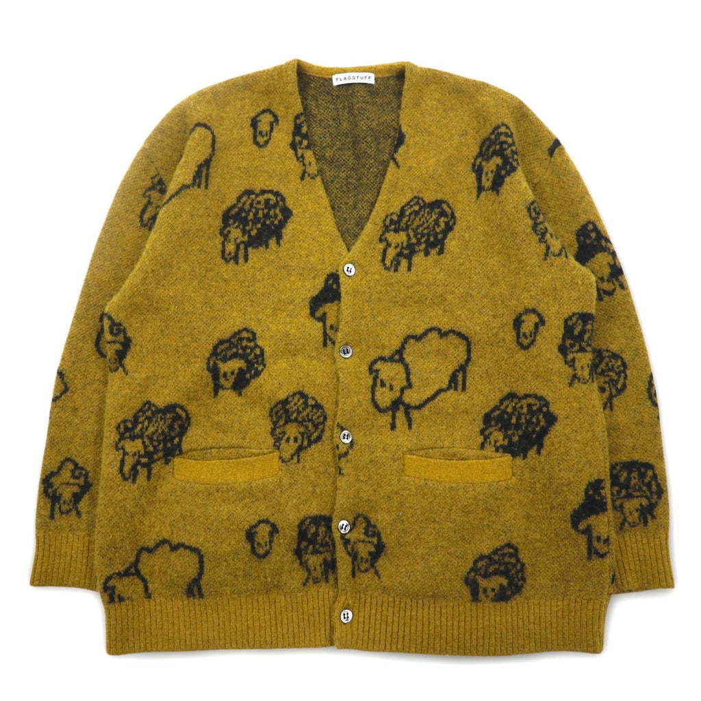 F-LAGSTUF-F Cardigan in alpaca taglia M giallo fantasia animale Pecora Sheep 20AW-FS-26 Made in Japan