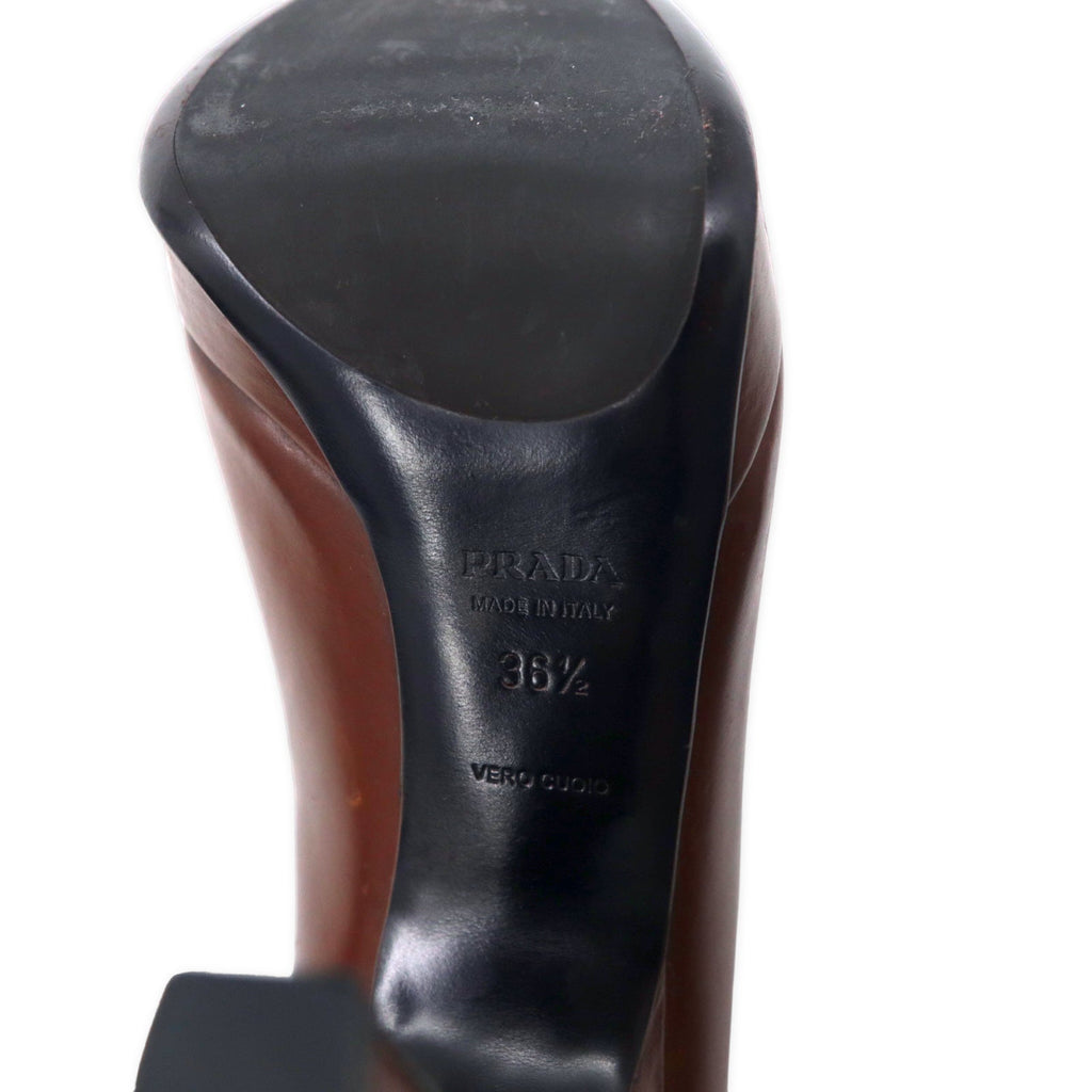 PRADA Décolleté con tacco alto 23.5cm Marrone Pelle Made in Italy