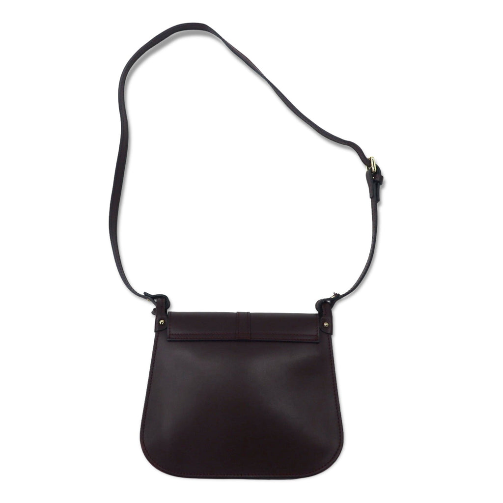 MARCO BIANCHINI Borsa a tracolla in metallo color oro, Made in Italy, pelle bordeaux