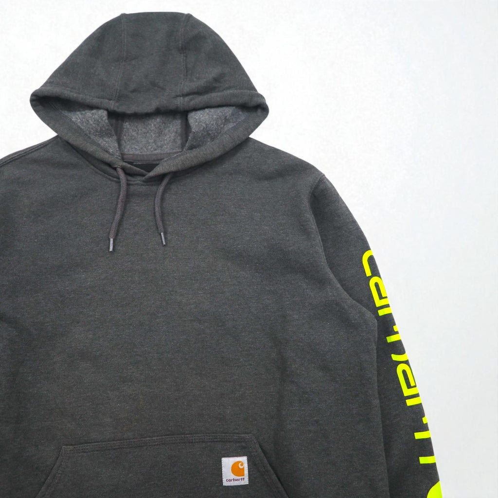 carhartt ルーズフィット ミッドウェイト ロゴ スリーブ フーディー パーカー Loose Fit Midweight M グレー 裏起毛 袖ロゴ K288 メキシコ製