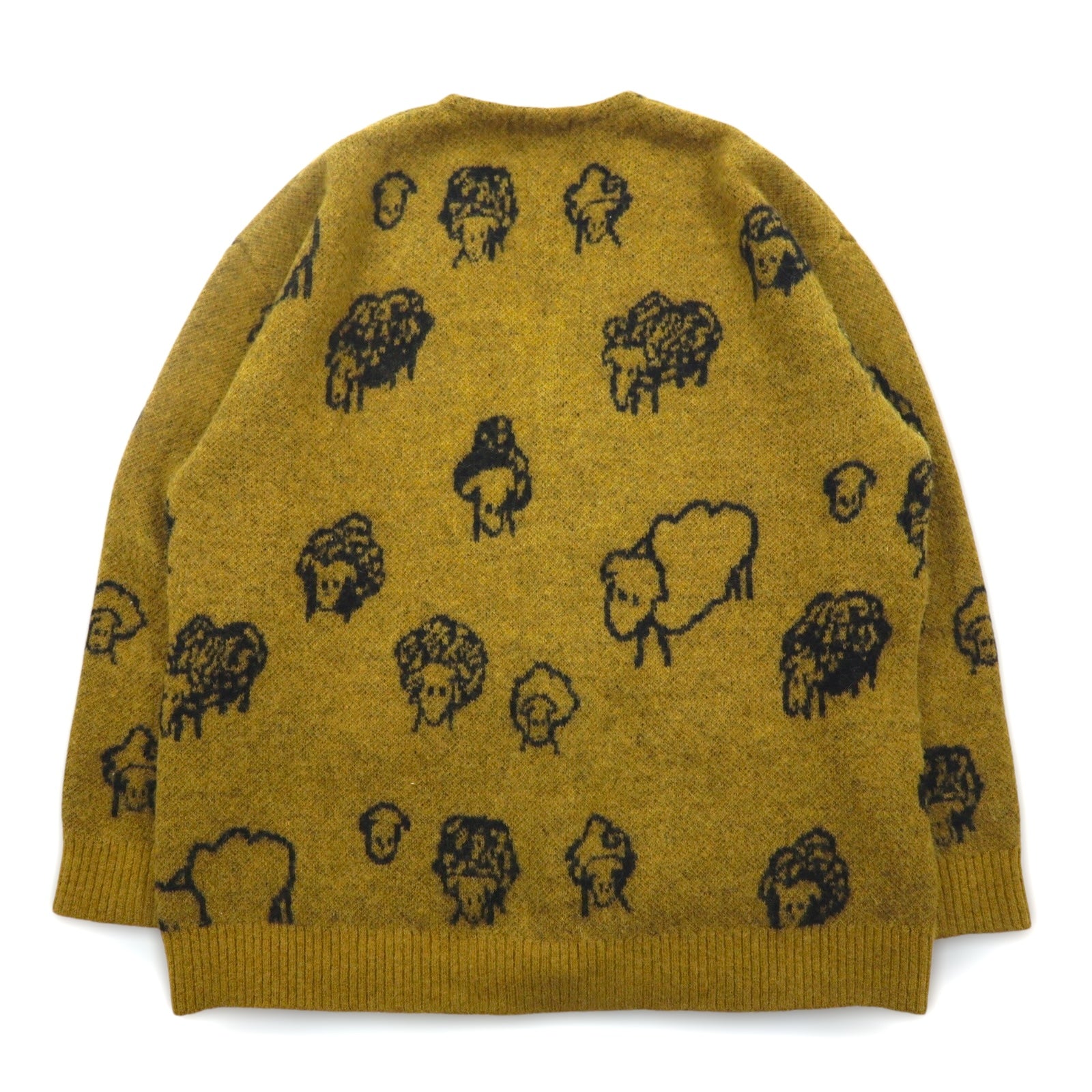 F-LAGSTUF-F Cardigan in alpaca taglia M giallo fantasia animale Pecora Sheep 20AW-FS-26 Made in Japan