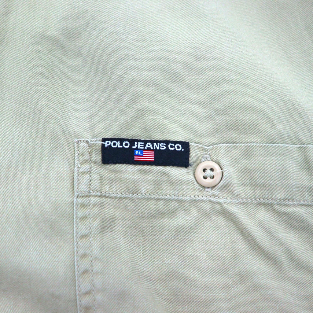 POLO JEANS CO. RALPH LAUREN anni '90 camicia da lavoro in twill Signature L beige taschino sul petto