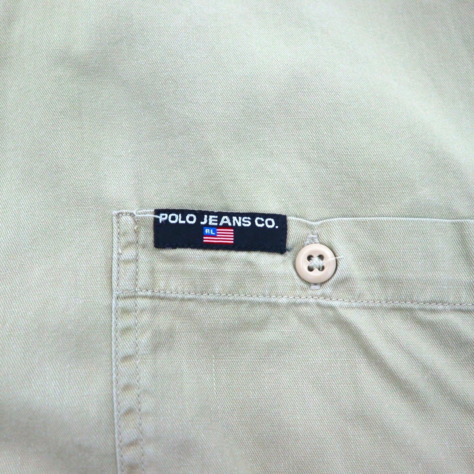POLO JEANS CO. RALPH LAUREN anni '90 camicia da lavoro in twill Signature L beige taschino sul petto