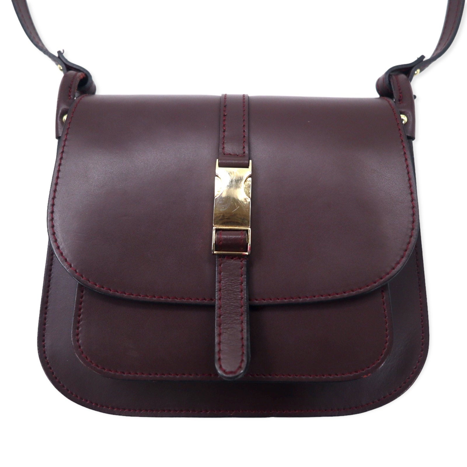 MARCO BIANCHINI Borsa a tracolla in metallo color oro, Made in Italy, pelle bordeaux