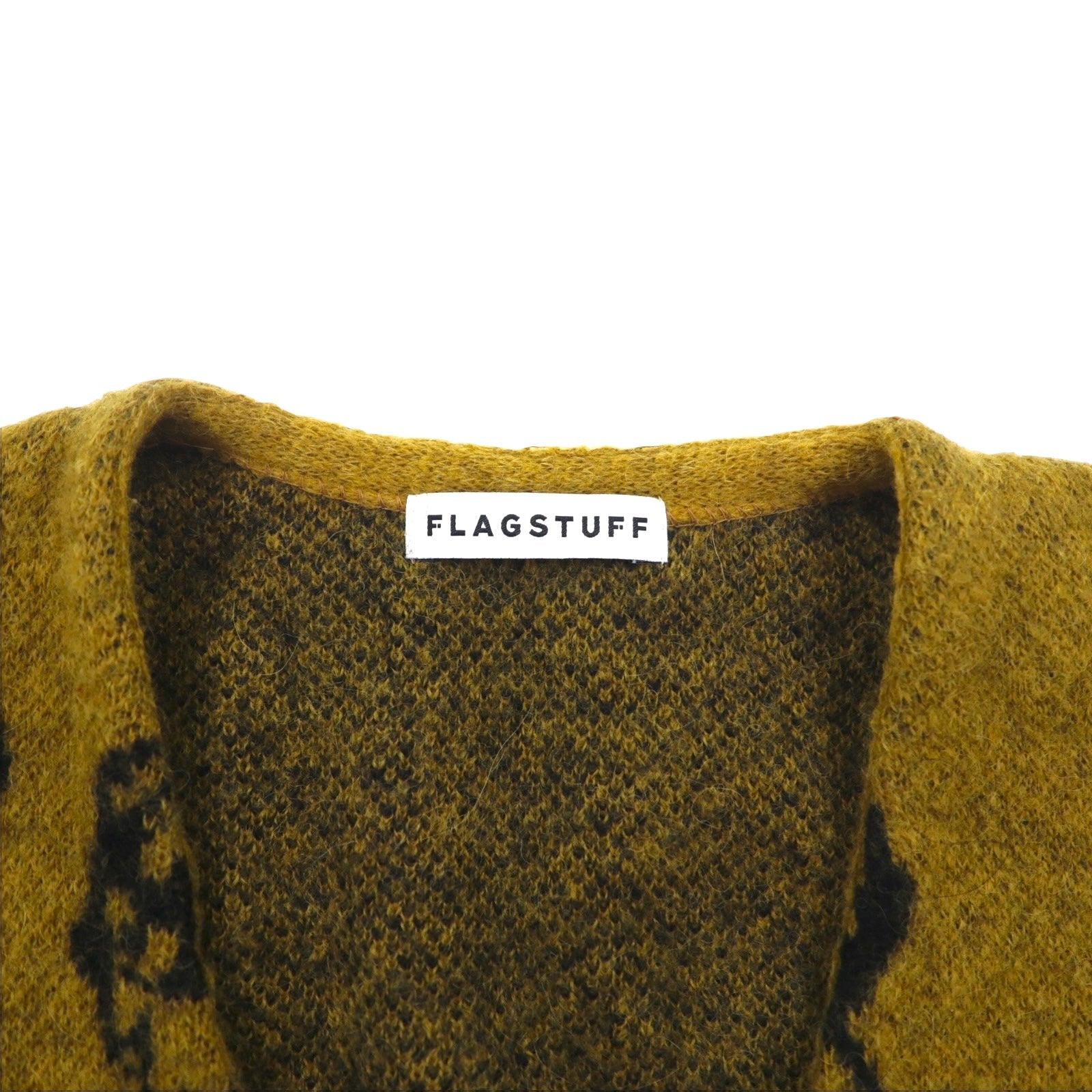 F-LAGSTUF-F Cardigan in alpaca taglia M giallo fantasia animale Pecora Sheep 20AW-FS-26 Made in Japan