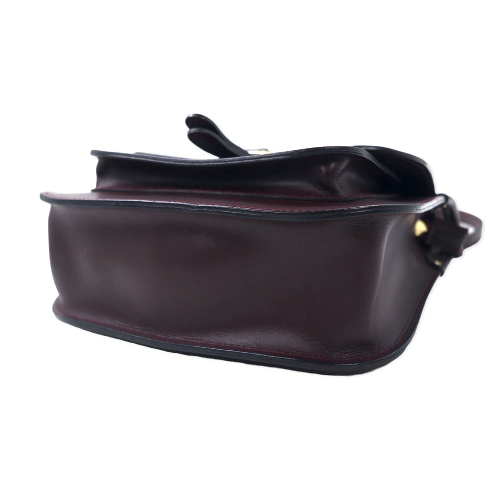 MARCO BIANCHINI Borsa a tracolla in metallo color oro, Made in Italy, pelle bordeaux