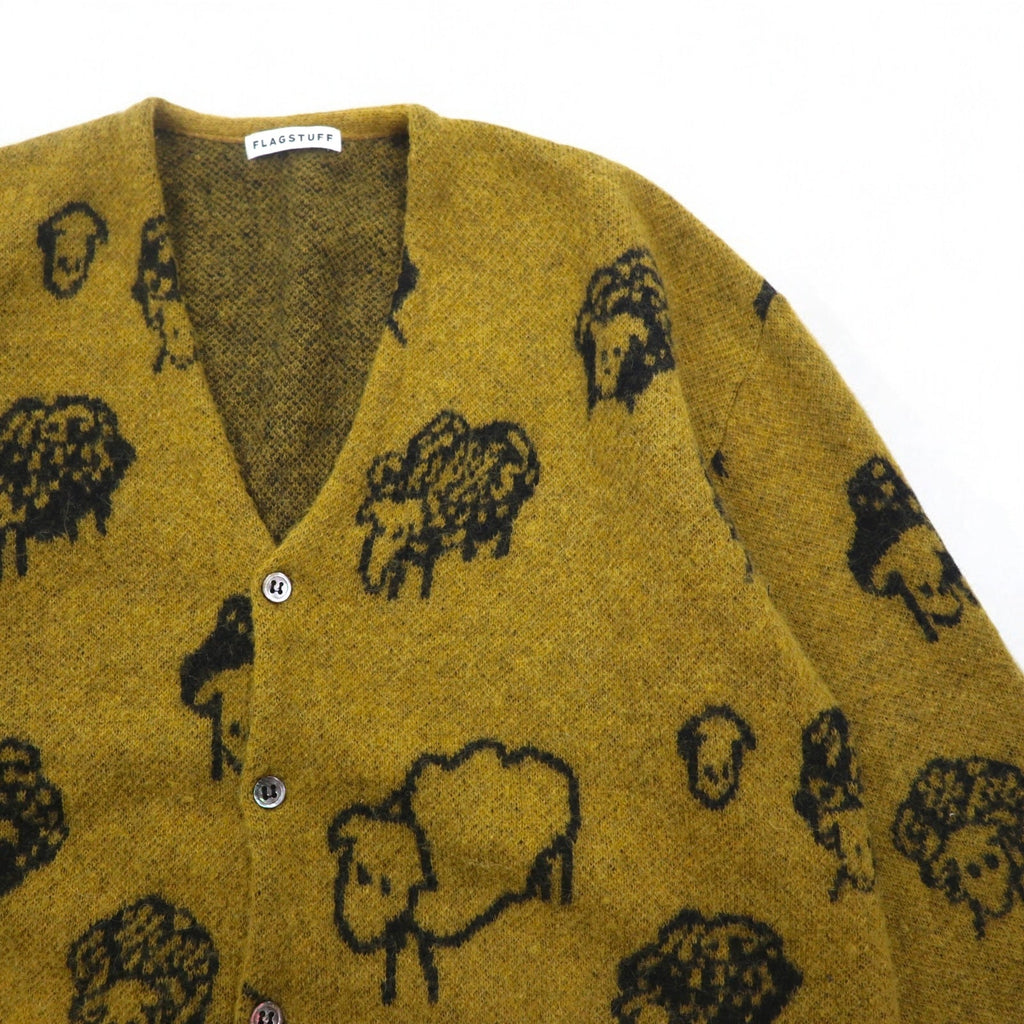 F-LAGSTUF-F Cardigan in alpaca taglia M giallo fantasia animale Pecora Sheep 20AW-FS-26 Made in Japan
