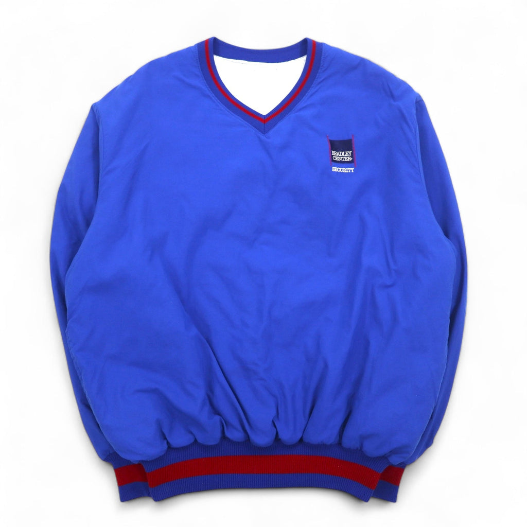Giacca a vento DeLONG anni '90, fabbricata negli USA, con rifiniture a costine, pullover, in nylon, taglia XL, blu, BRADLEY CENTER