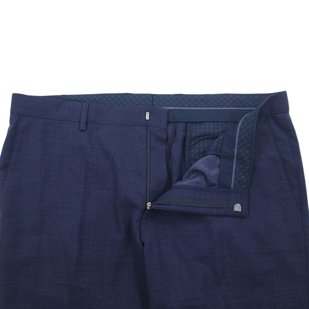 HUGO BOSS Pantaloni Tapered con Pieghe Centrali XXL Blu Navy Lana, Prodotto in Turchia