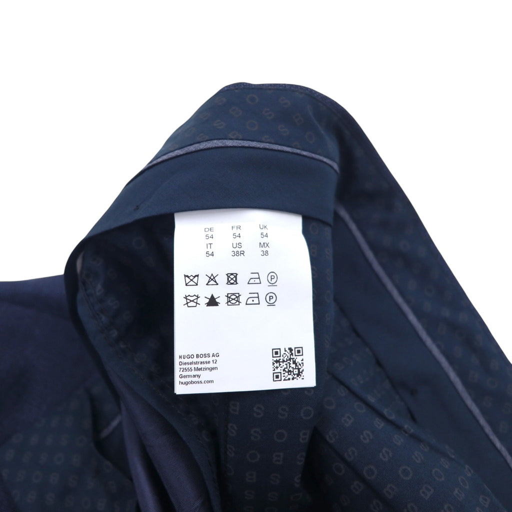 HUGO BOSS Pantaloni Tapered con Pieghe Centrali XXL Blu Navy Lana, Prodotto in Turchia