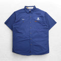 Carhartt camicia da lavoro a maniche corte taglia L, blu navy, cotone, taschino sul petto, ricamo aziendale americano TIMBER 384-19, made in Messico
