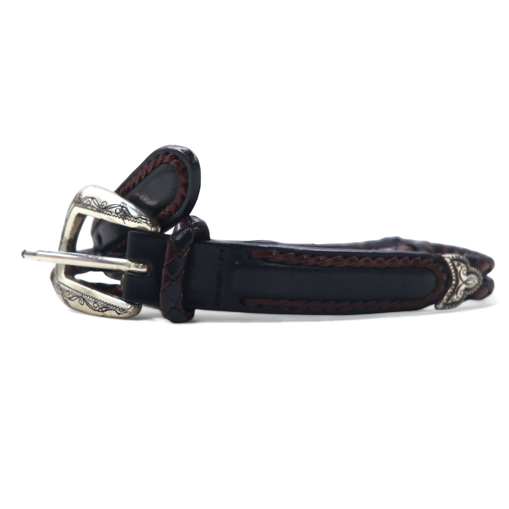 BRIGHTON Cintura in pelle con concho intrecciato argento nera L/34 in pelle, intrecciata 97010