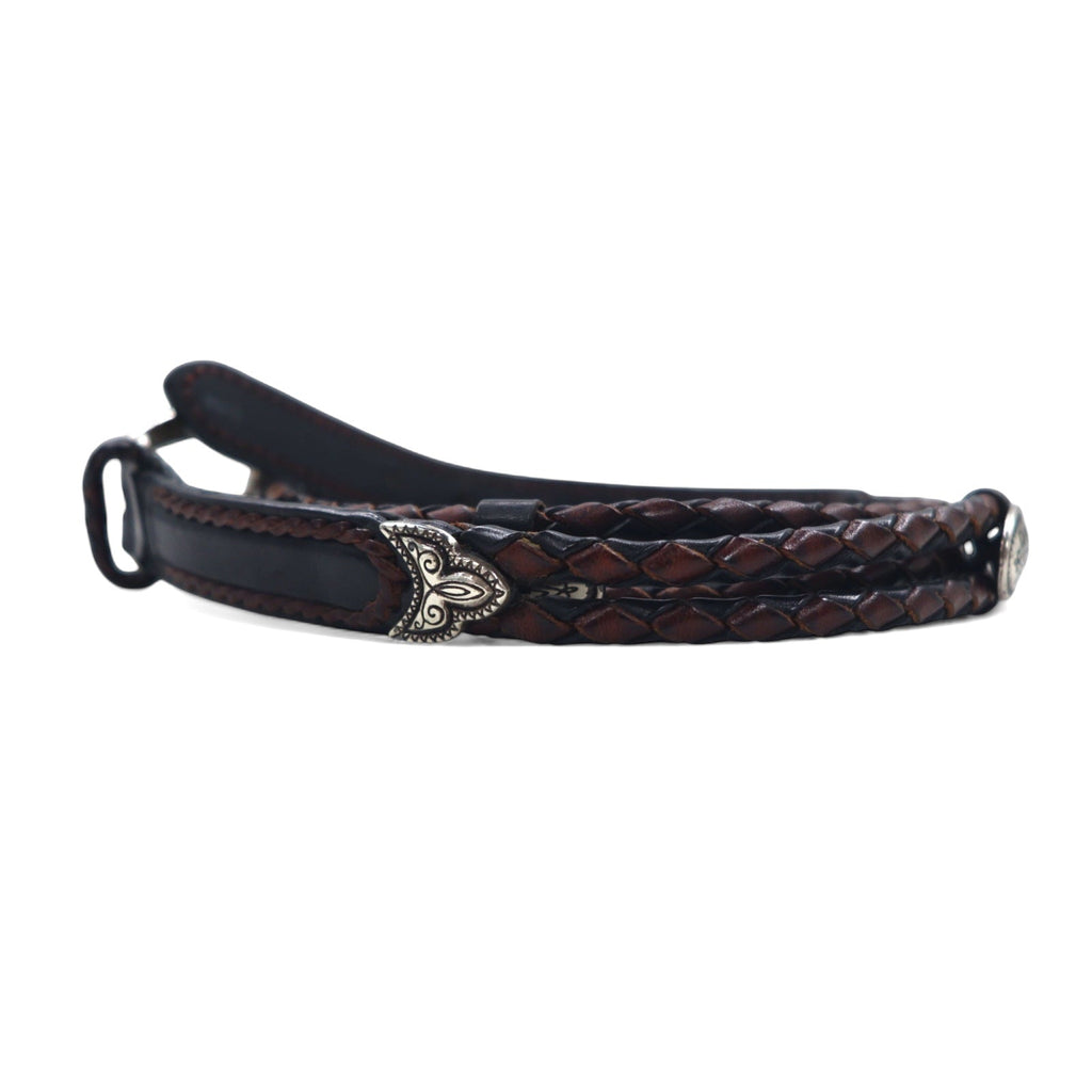 BRIGHTON Cintura in pelle con concho intrecciato argento nera L/34 in pelle, intrecciata 97010