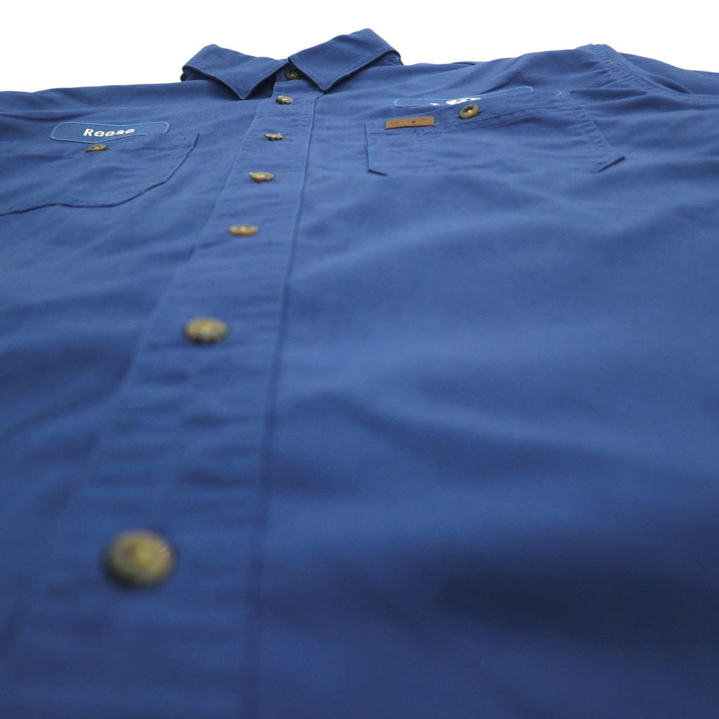 Carhartt camicia da lavoro a maniche corte taglia L, blu navy, cotone, taschino sul petto, ricamo aziendale americano TIMBER 384-19, made in Messico