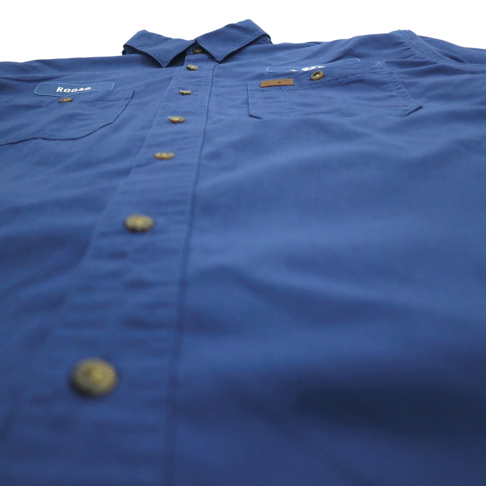 Carhartt camicia da lavoro a maniche corte taglia L, blu navy, cotone, taschino sul petto, ricamo aziendale americano TIMBER 384-19, made in Messico