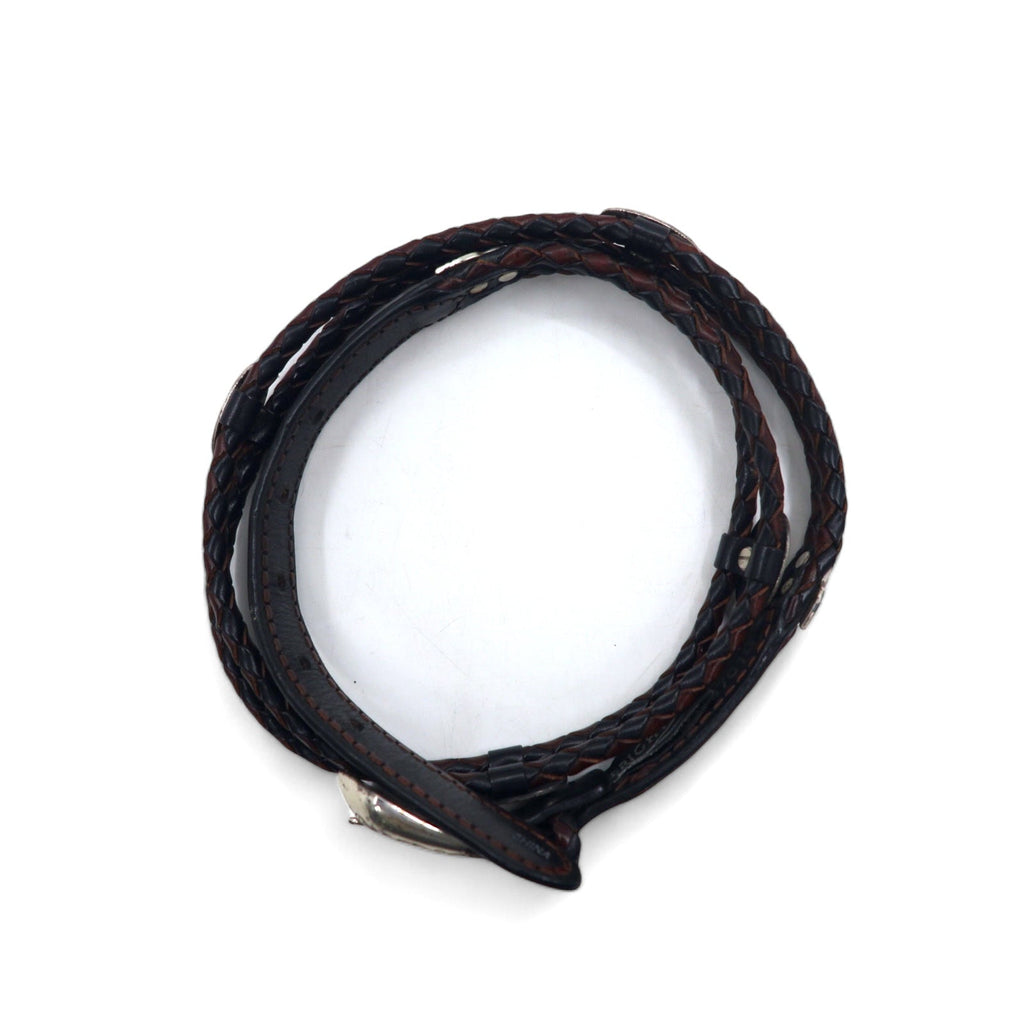 BRIGHTON Cintura in pelle con concho intrecciato argento nera L/34 in pelle, intrecciata 97010