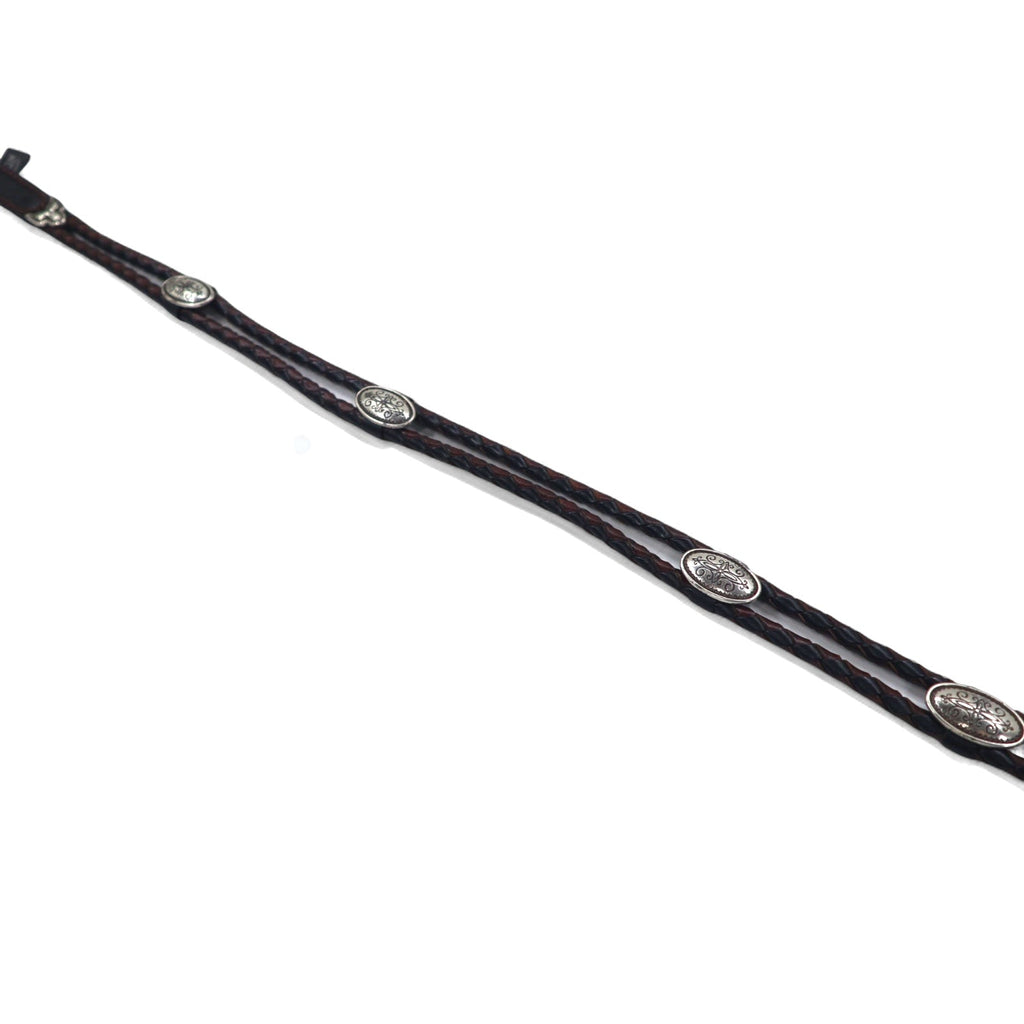 BRIGHTON Cintura in pelle con concho intrecciato argento nera L/34 in pelle, intrecciata 97010