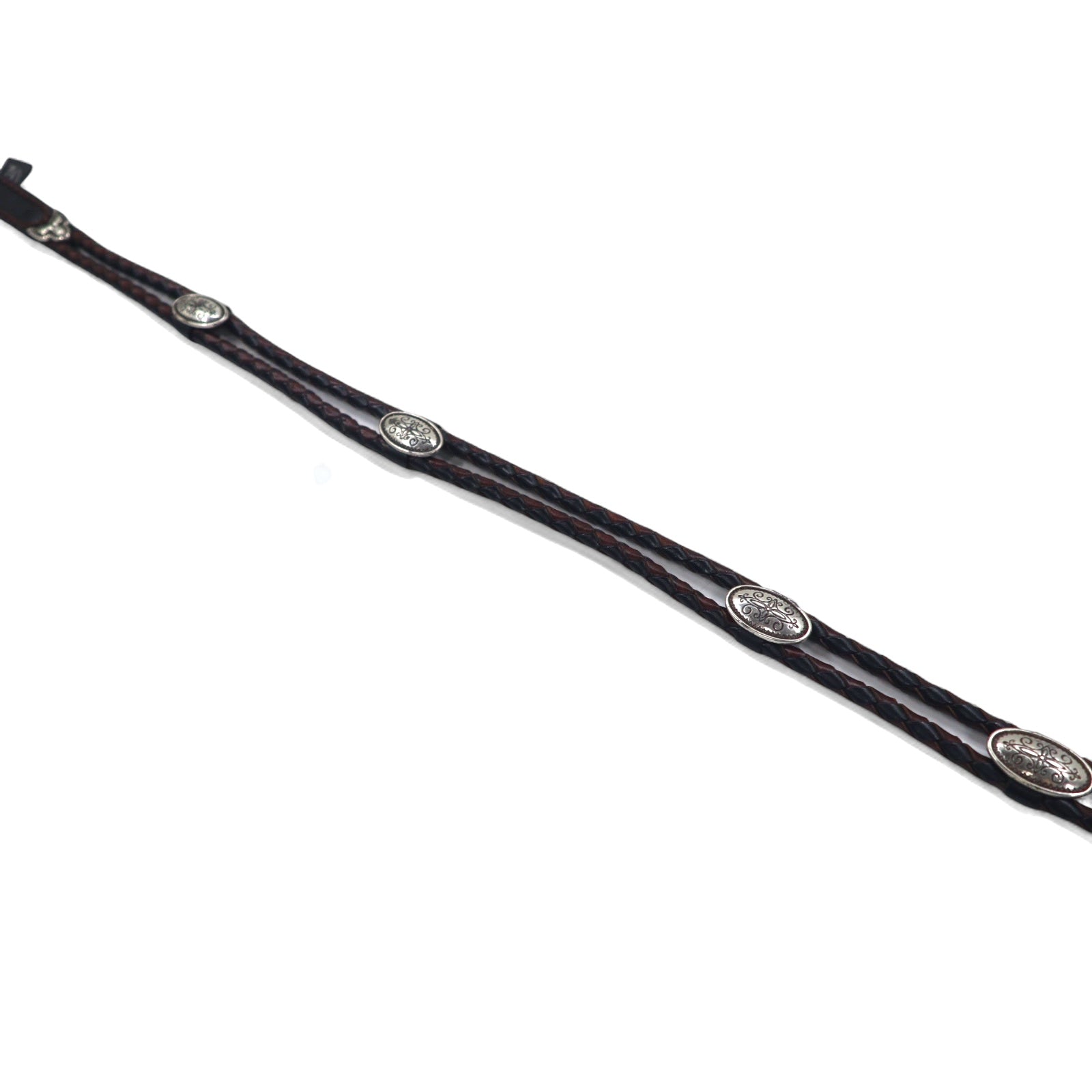 BRIGHTON Cintura in pelle con concho intrecciato argento nera L/34 in pelle, intrecciata 97010