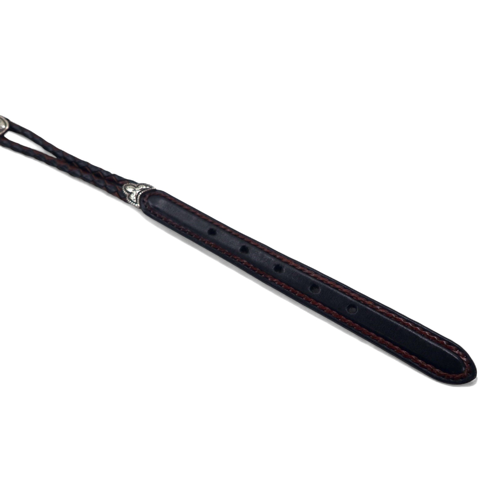 BRIGHTON Cintura in pelle con concho intrecciato argento nera L/34 in pelle, intrecciata 97010
