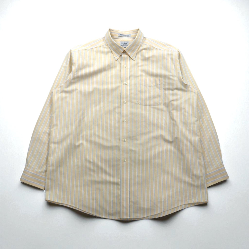 L.L.Bean Camicia Oxford button-down Traditional Fit XL A righe gialle Anti-piega WRINKLE RESISTANT 237816