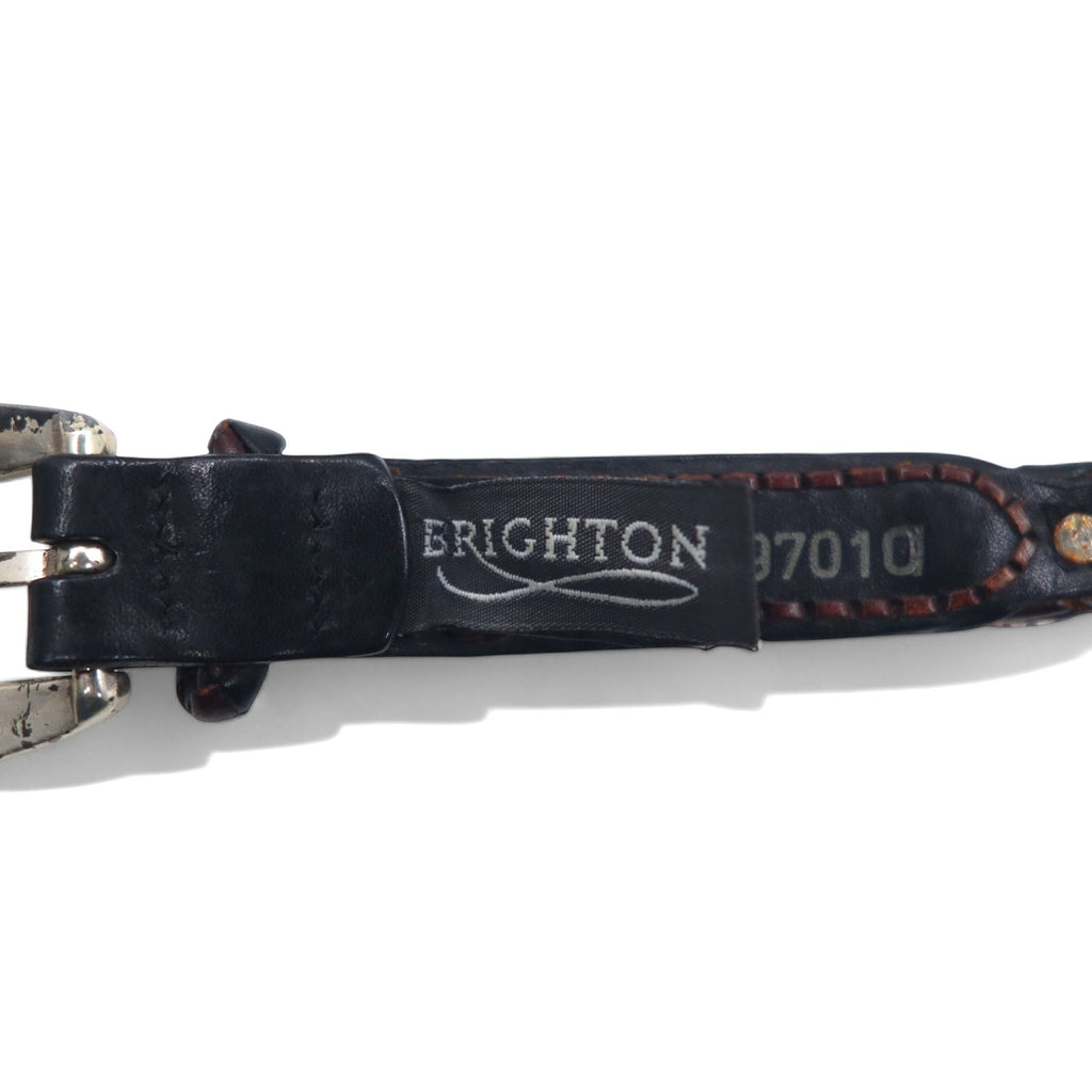 BRIGHTON Cintura in pelle con concho intrecciato argento nera L/34 in pelle, intrecciata 97010