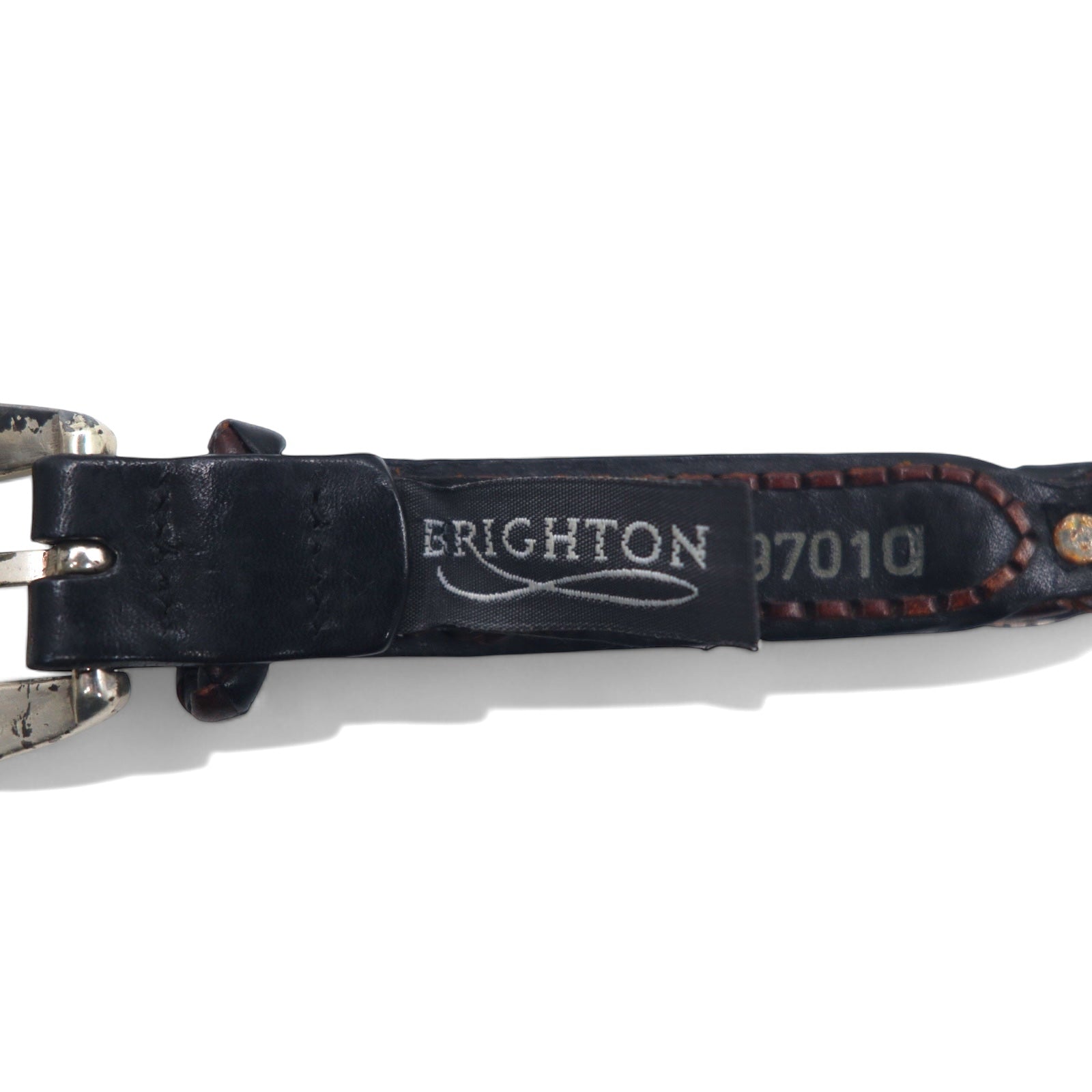 BRIGHTON Cintura in pelle con concho intrecciato argento nera L/34 in pelle, intrecciata 97010