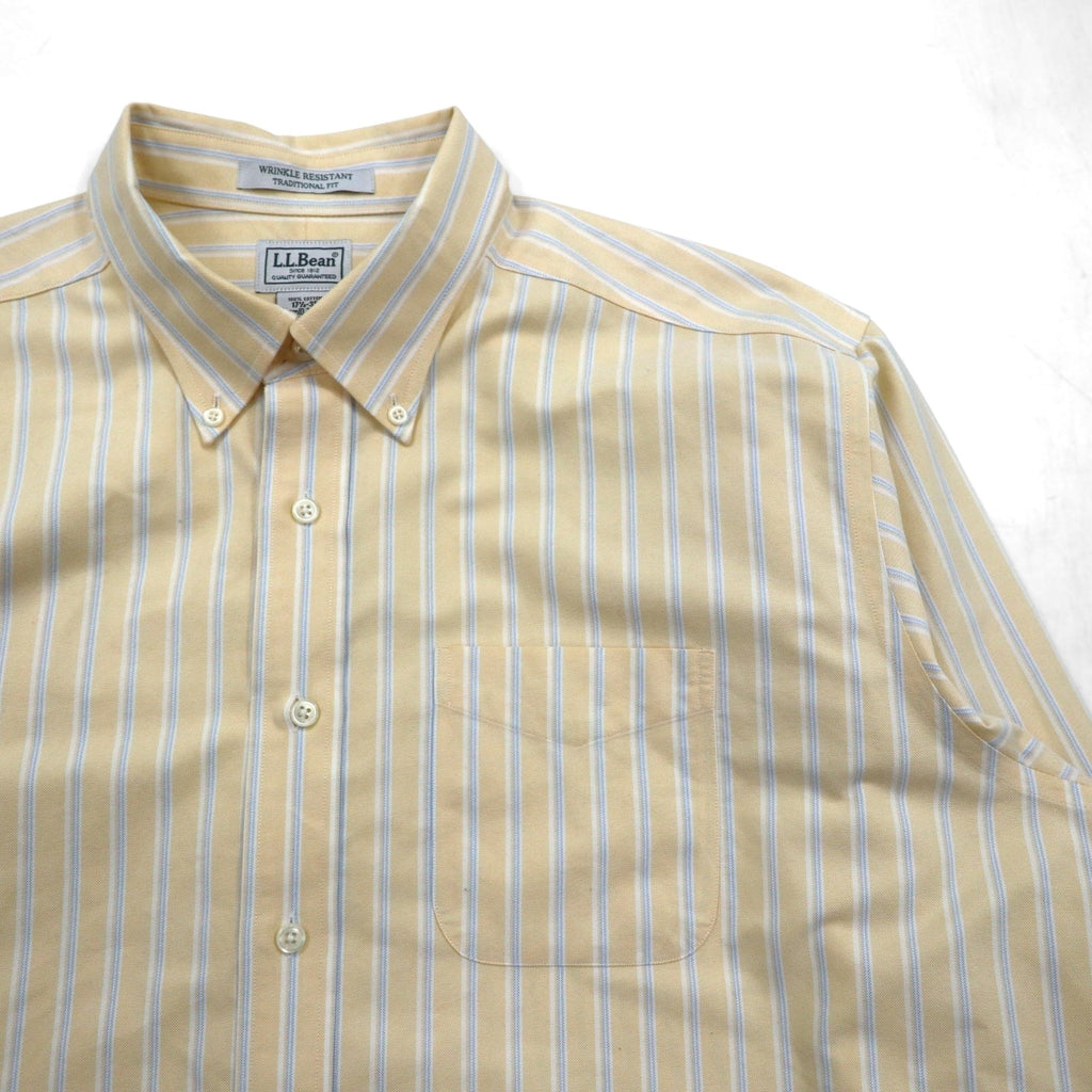 L.L.Bean Camicia Oxford button-down Traditional Fit XL A righe gialle Anti-piega WRINKLE RESISTANT 237816