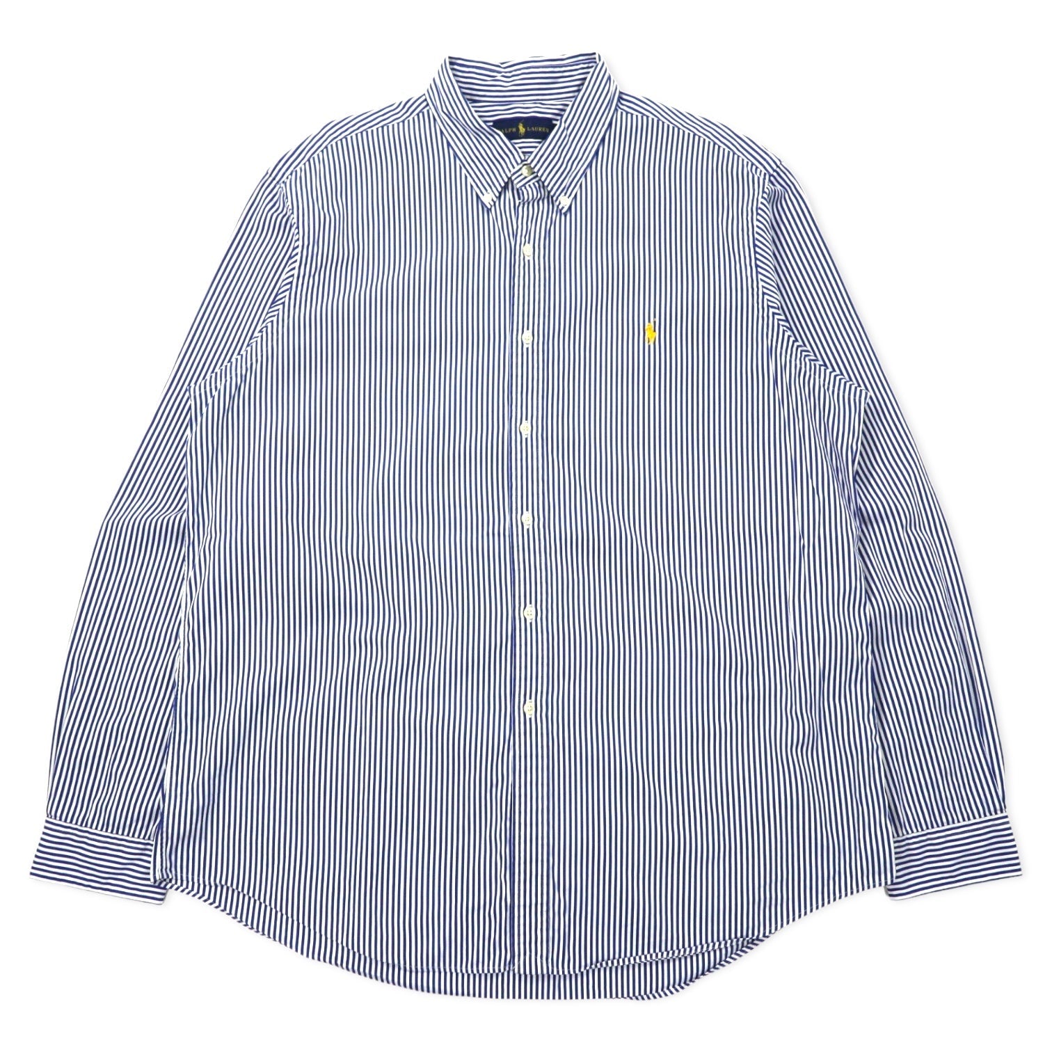 RALPH LAUREN Camicia Button Down XXL Blu a Righe Cotone Ricamo Small Pony
