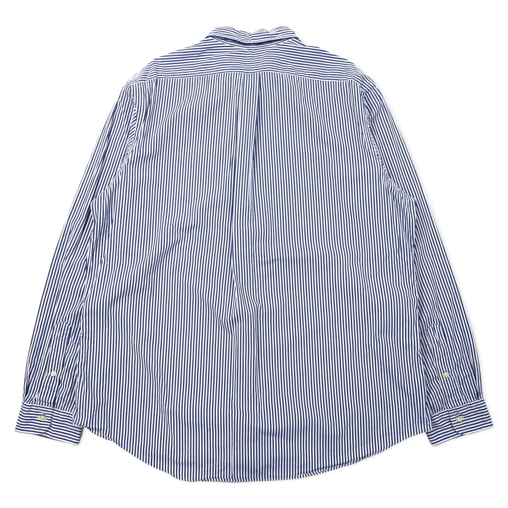 RALPH LAUREN Camicia Button Down XXL Blu a Righe Cotone Ricamo Small Pony