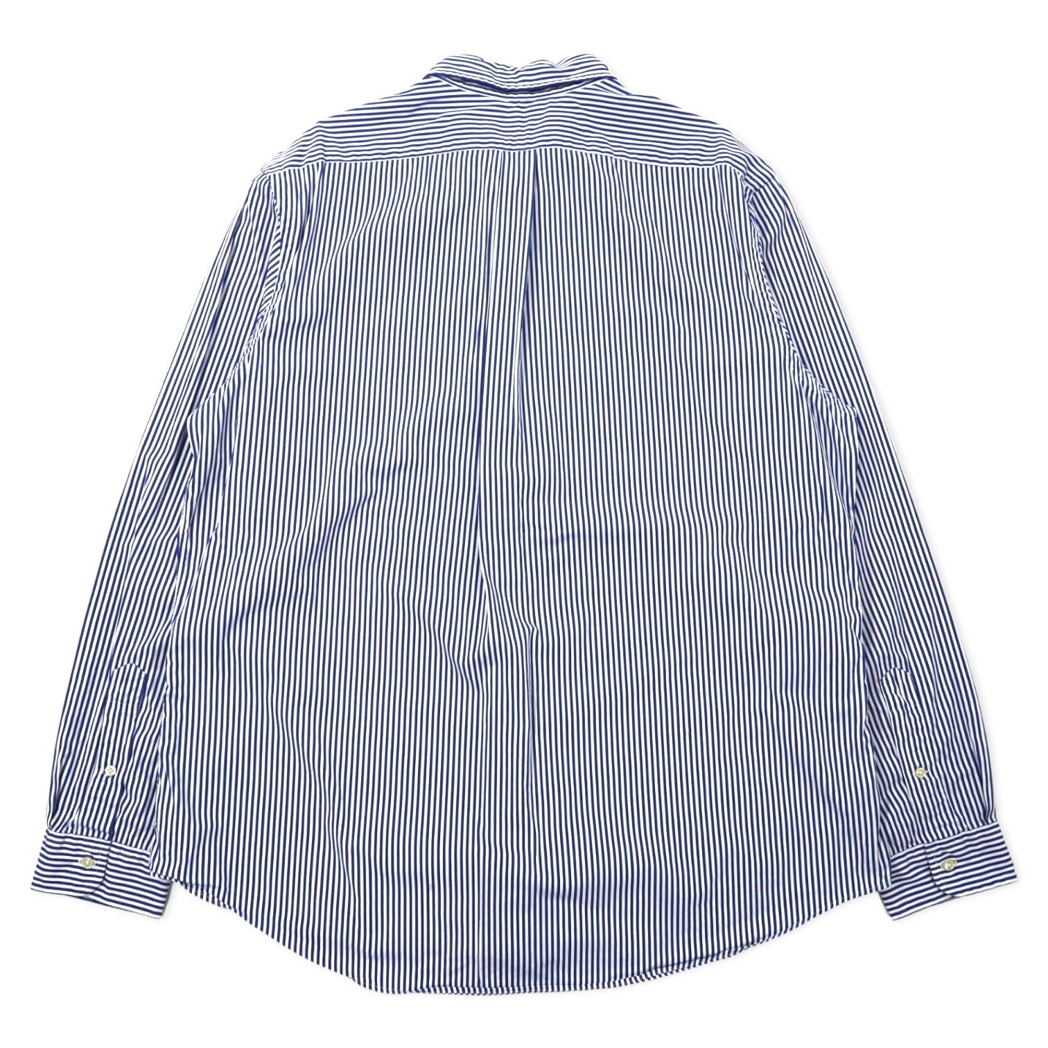 RALPH LAUREN Camicia Button Down XXL Blu a Righe Cotone Ricamo Small Pony