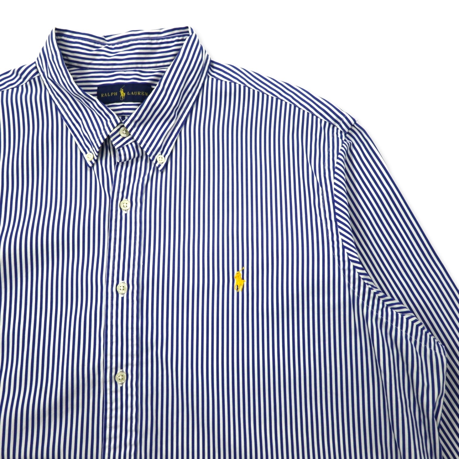 RALPH LAUREN Camicia Button Down XXL Blu a Righe Cotone Ricamo Small Pony