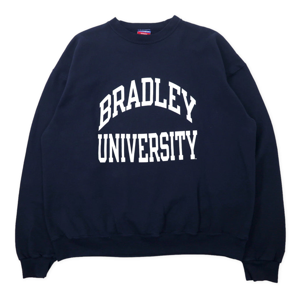 Champion anni '90 felpa college stampata XL blu navy cotone interno felpato BRADLEY UNIVERSITY taglia grande Made in Mexico