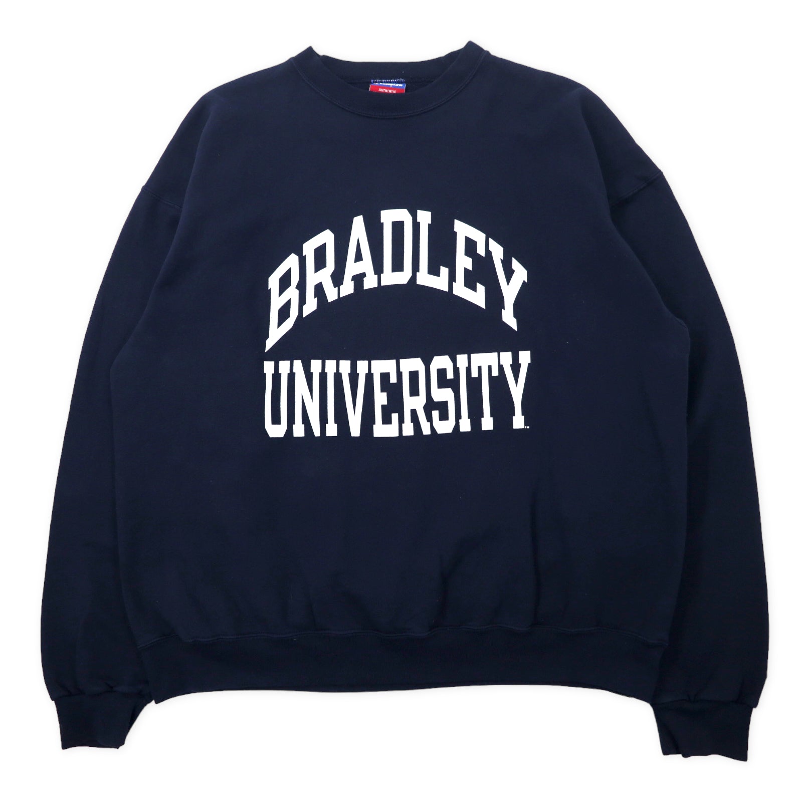 Champion anni '90 felpa college stampata XL blu navy cotone interno felpato BRADLEY UNIVERSITY taglia grande Made in Mexico