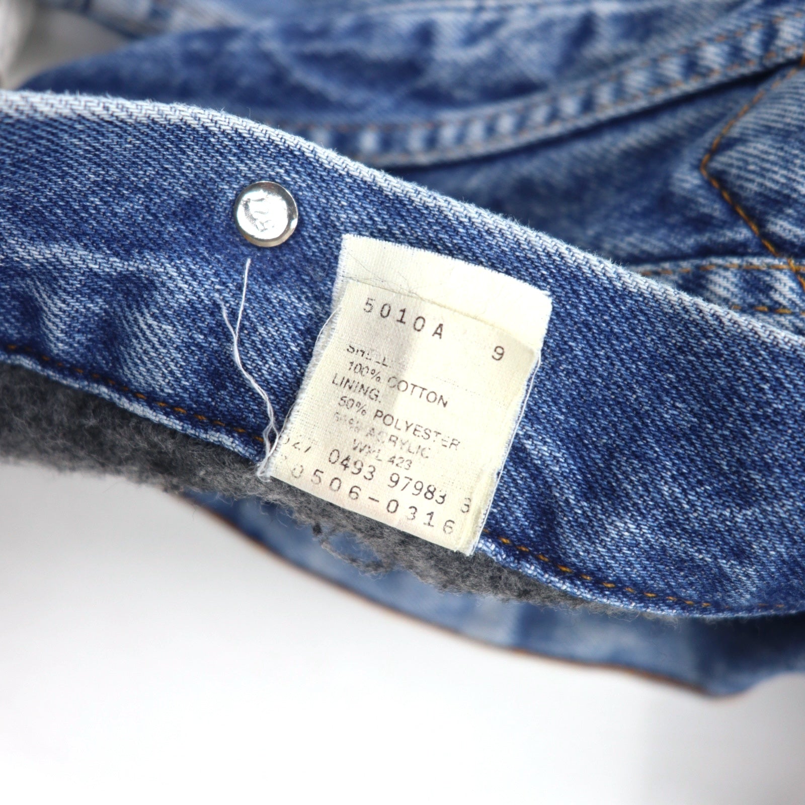Levi's USA 90s Giacca di jeans blu con fodera a coperta Taglia L Numero bottone 527 Modello 70506-0316